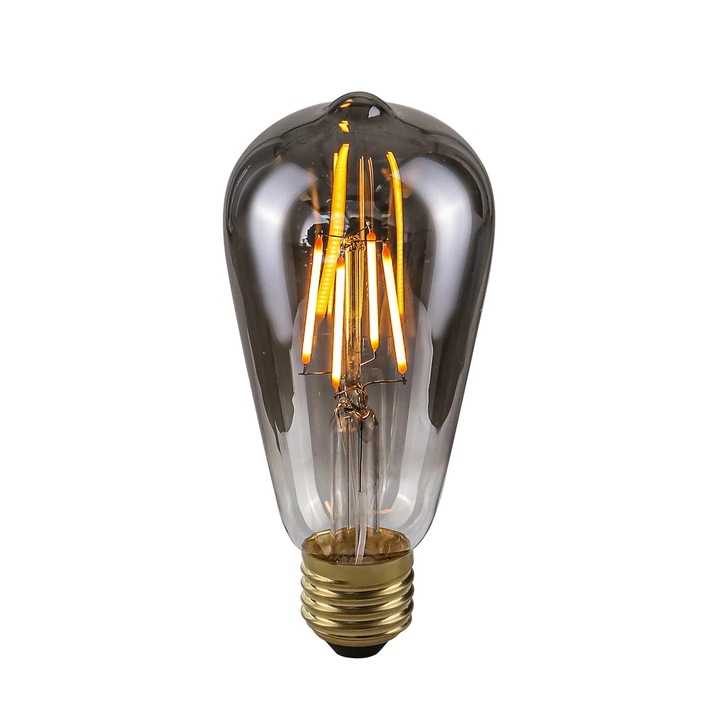 Italux Retro Edison LED крушка E27 4W, 180lm, топла светлина 2200K, опушено стъкло, D=64mm, H=143mm, черна, IP20