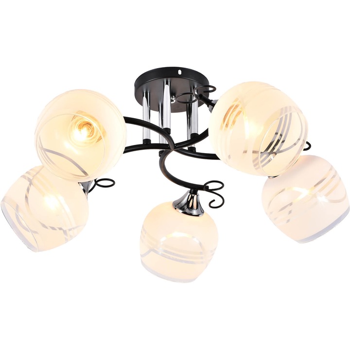 Csillár, Lampex, Abelia 5 üveg Fekete klasszikus