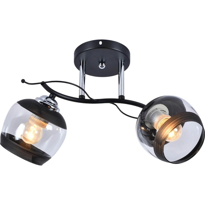 Lampex Alemria mennyezeti lámpa, 2 fényforrás, fekete/króm, 48x25x15 cm