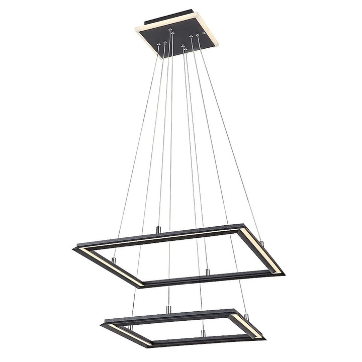 Полилей Rabalux Sidona, 2 LED точки 48W, метал, черен, 485x485mm, 2450lm, 3000K