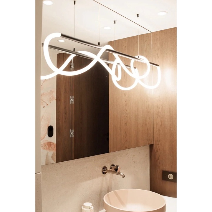 Pendul MAXlight, negru, LED 30W, dimensiuni 150x135x2.5 cm, pentru dormitor|living