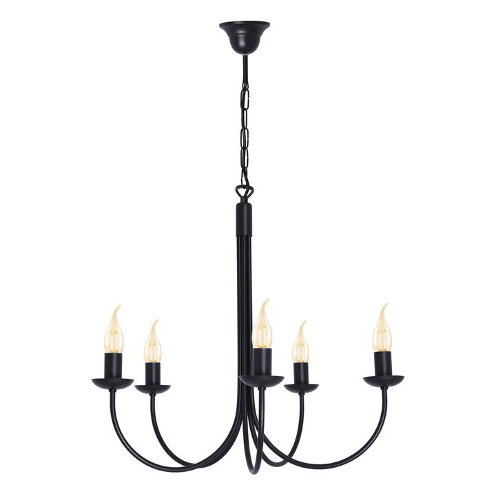 Lustra Kaja, pendul 5 surse, metal, negru, 58xH85cm