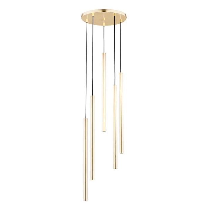 Alfa пендел, 5 тръби, метал, злато, 120см, 10W, G9, Метал