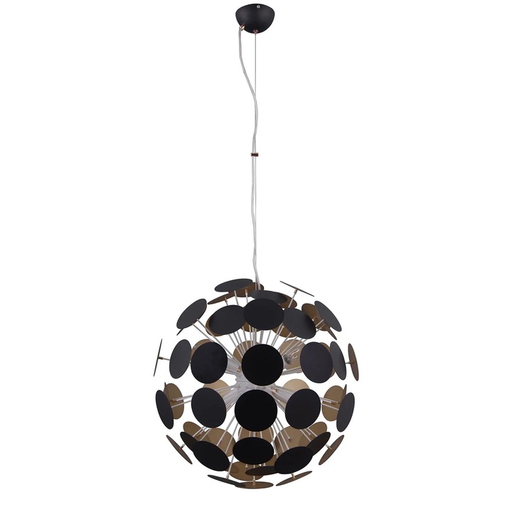 Pendul Italux, Negru/Auriu, Ajustabil 120cm, IP20, E14