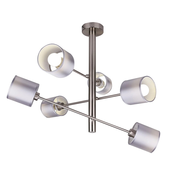 Полилей Candellux SAX, 6xE14, 40W, сив, 66x66x66см, метал/PVC