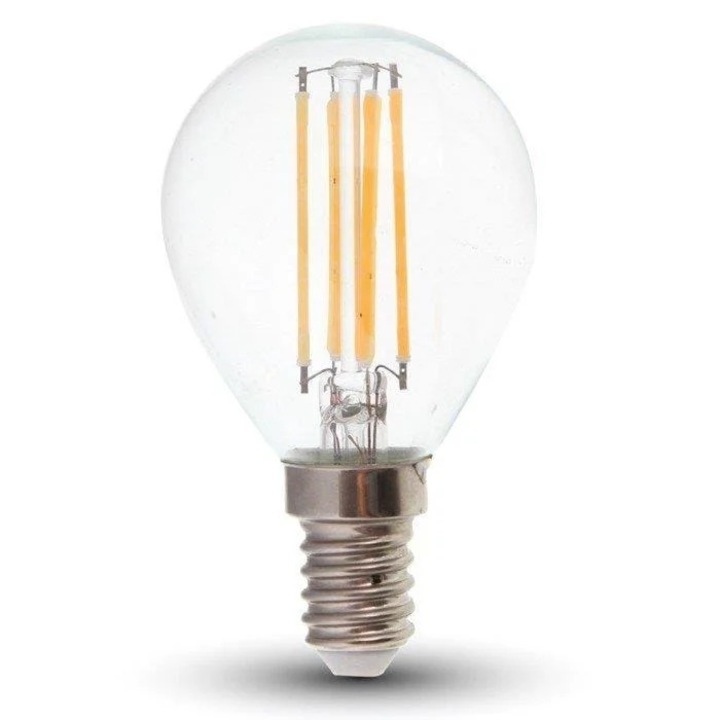 Bec LED Filament V-TAC, 4W, E14, 400lm, lumina neutrala, 4000K, forma G45