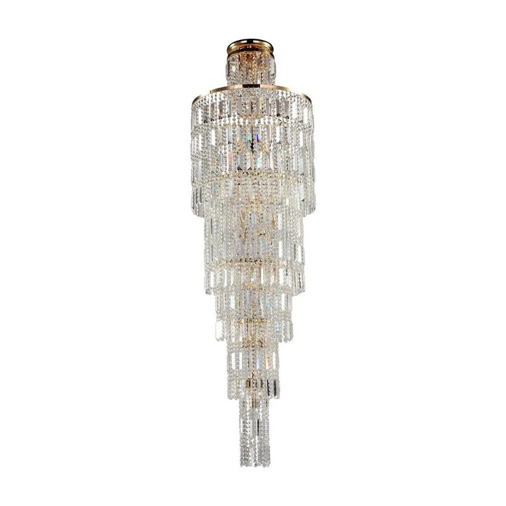 Кралски полилей Maytoni, 16 крушки E14, злато, 175x51,5 см, IP20, Кристал/Метал