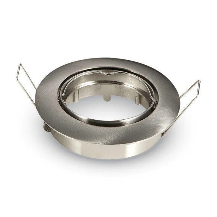 V-TAC Вграден спот за таван, кръгъл, сатениран, сребрист хром, 35W, 82x25 мм, комплект от 1 източник на светлина