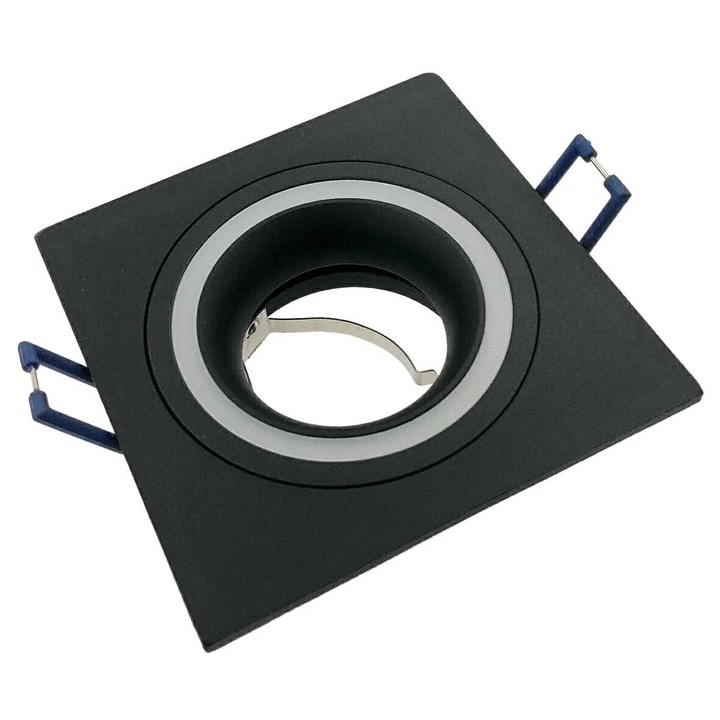 Квадратен прожектор за вграждане IdeaLED Claro, черен, GU10, max 50W, размери 9.3x9.3x3.8cm, монтаж O80mm, алуминий, IP20