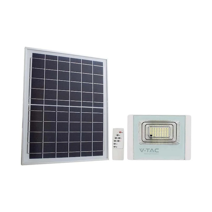 Proiector Led Vtac Proiector LED Solar V-TAC 12W, Alb, IP65, Control cu Telecomanda - eMAG.ro