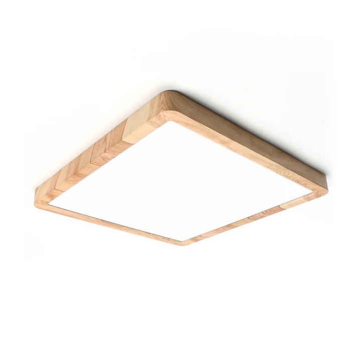 LED плафон OLBIS, Italux, светло дърво, 24W, 2900lm, 30x30x2.4cm, IP44, за баня/трапезария