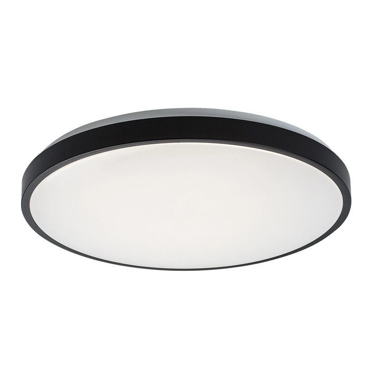 Plafoniera LED Rabalux Samira, 42 cm, 48W, 3100lm, 4000K, negru/alb, IP44, pentru baie