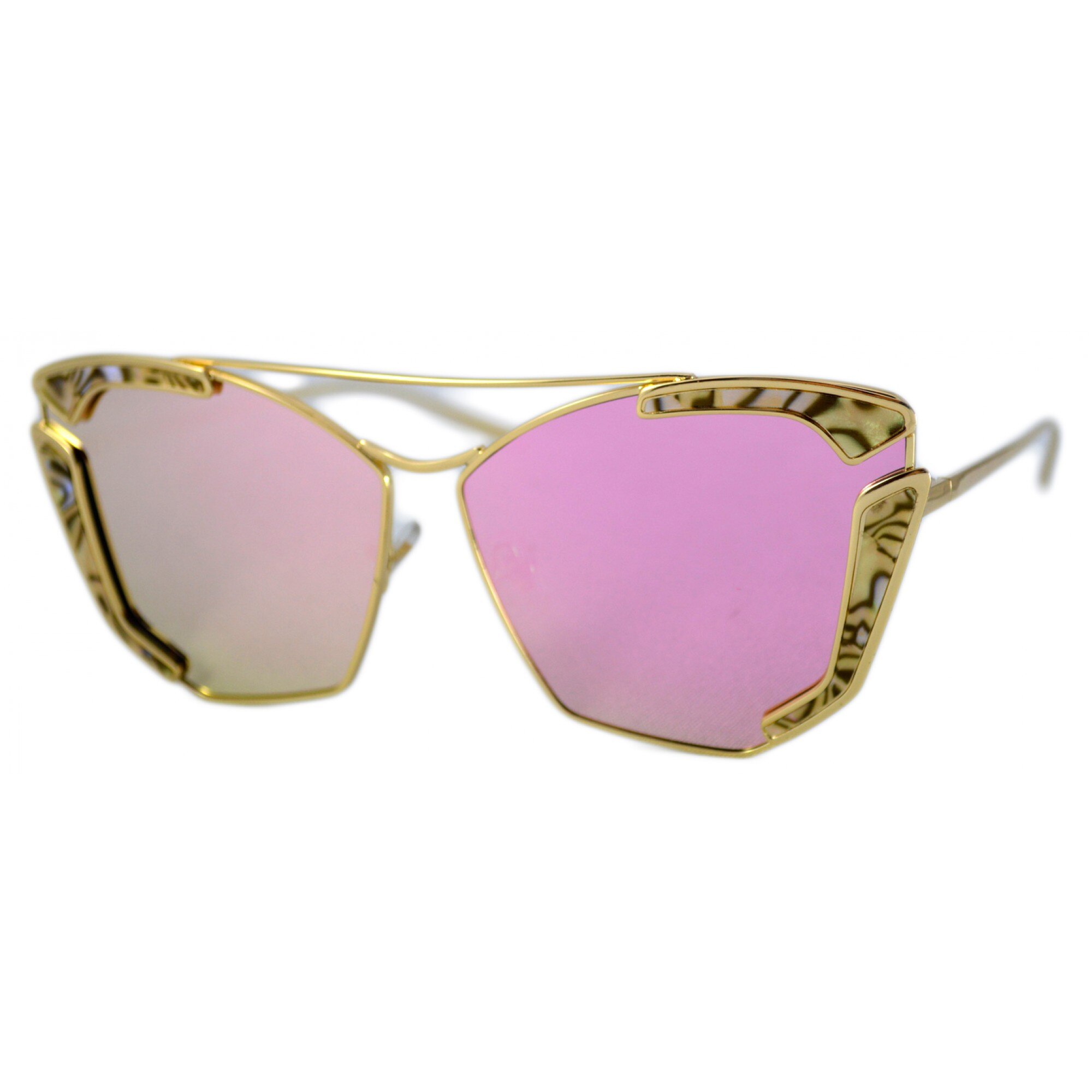 Ochelari de soare Rectangular Roz Oglinda Reflexii, A. Print - Auriu'