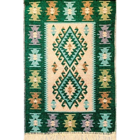Covor tesut, Golden Daisy, Culoare Verde, Dimensiune 60X90 cm