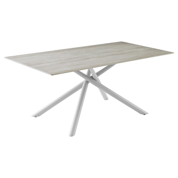 Маса Arjita, От порцелан, Стоманена, Бежов, 180x90x76 см