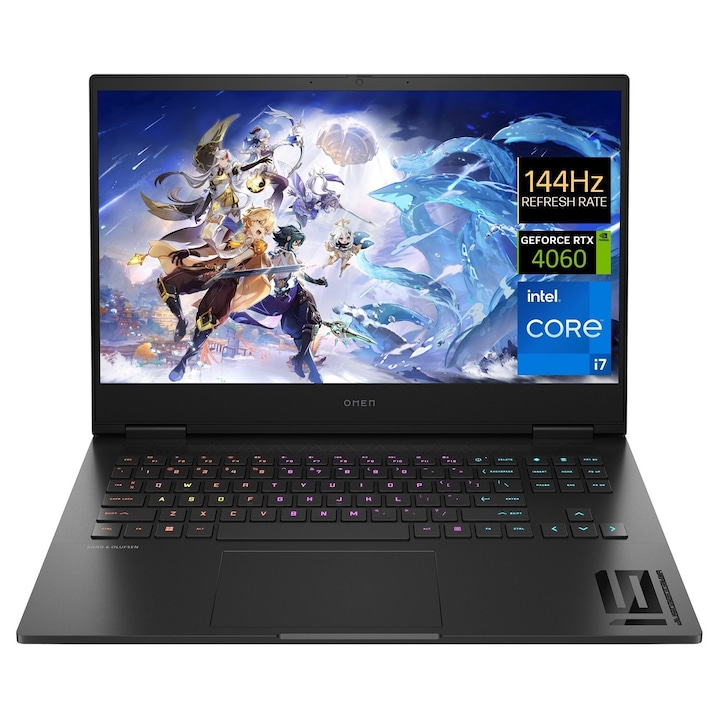 Laptop HP OMEN 16, 16.1" Full HD, Intel® Core™ i7 13620H up to 4.9 GHz, 16 GB RAM DDR5 5200, 512 GB SSD, NVIDIA® GeForce® RTX 4060 8 GB, Bang & Olufsen, Windows 11 Home, Shadow Black DDR5