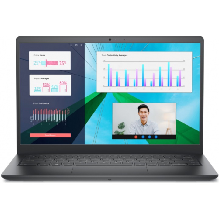 Laptop Dell Vostro 3430, 14" Full HD, Intel® Core™ i5 1335U up to 4.6 GHz, 16 GB RAM DDR4, 256 GB SSD, Intel Iris Xᵉ Graphics, Windows 11 Pro, Carbon Black DDR4