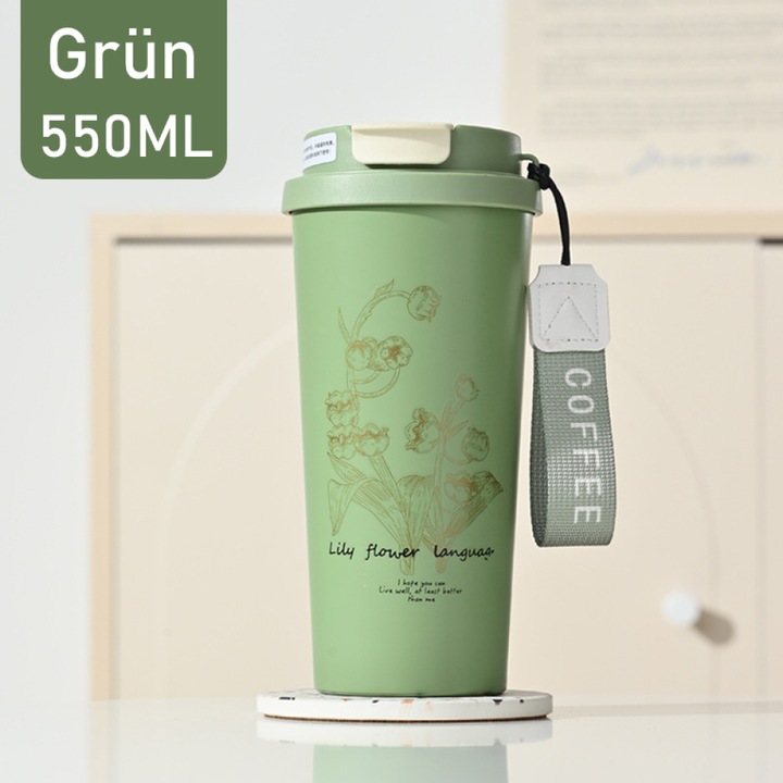 Termos cu capac si pai, Enforose, inox 316 si 304, izolatie vacuum, 12 ore, 500ml