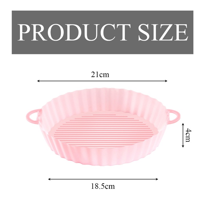 Tava din silicon pentru friteuza cu aer cald, Enforose, roz