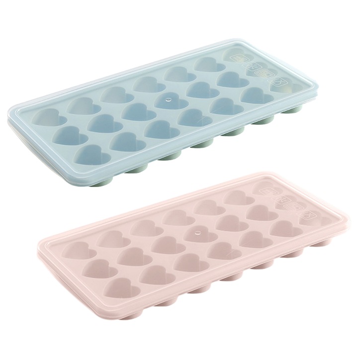 Jégkocka forma szett, Enforose, szív, szilikon, 27x13x3,5cm, 2 darab