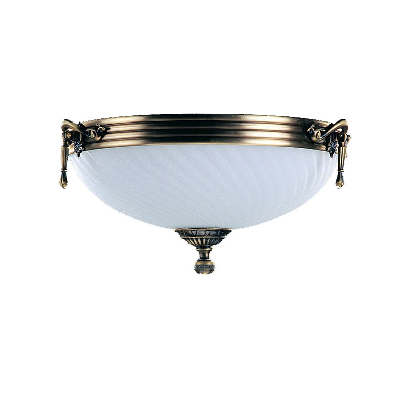 Plafoniera BUSSY LIGHTING 3035A Diametru 33cm, 2xE27, metal,alama, finisaj bronz antic / sticla alb