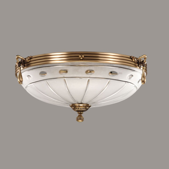 Plafoniera BUSSY LIGHTING 3039 diametru 33cm, 2xE27, alama,metal, finisaj bronz-antiq / sticla-cristal