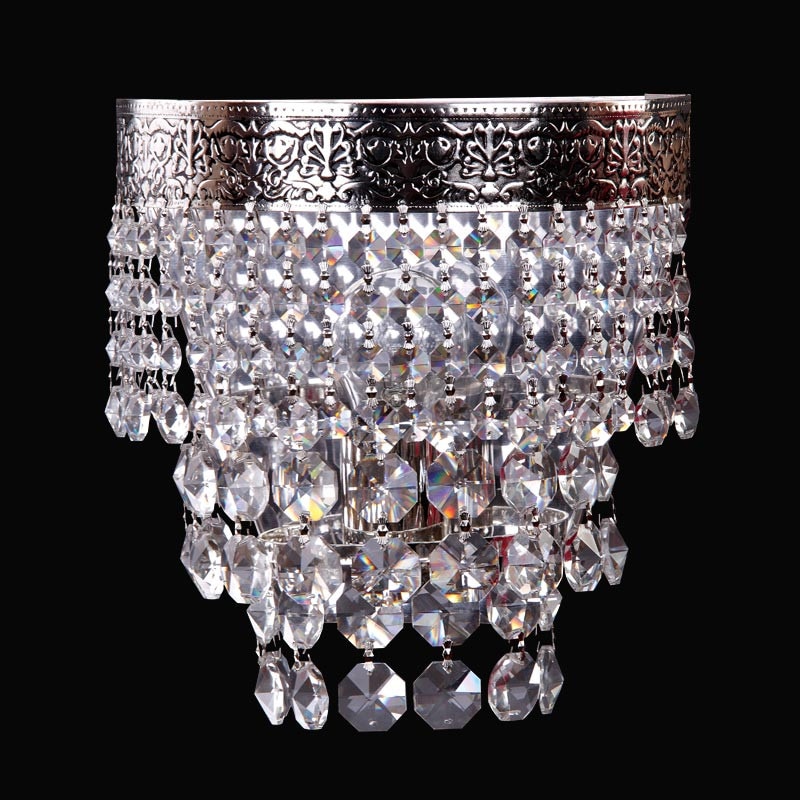 Aplica BUSSY LIGHTING 2814 , 25X23 cm, E27 1x60W ,metal, finisaj argintiu /cristal