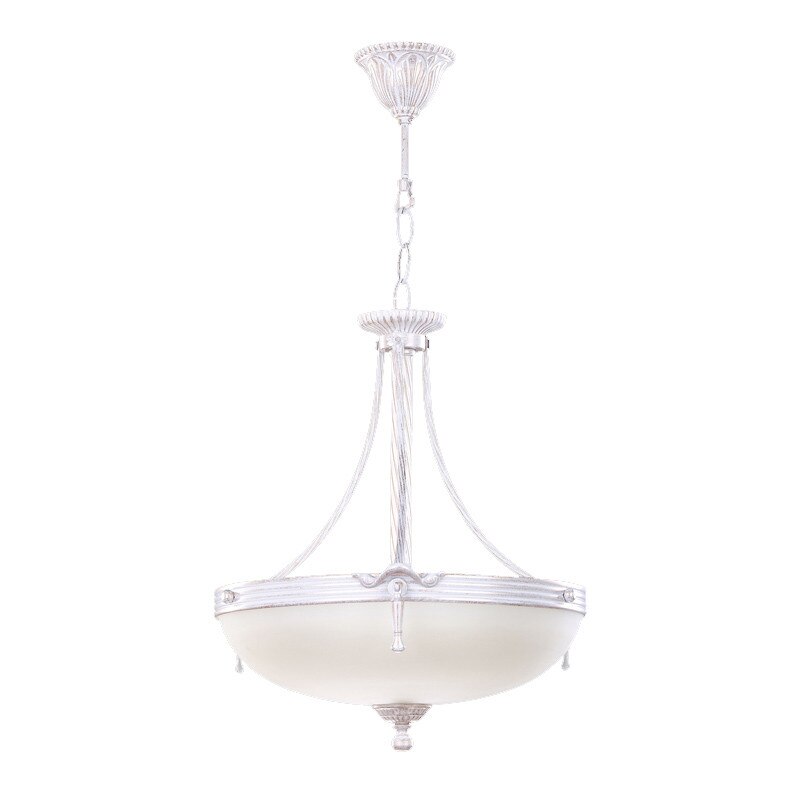 Pendul BUSSY LIGHTING 3075 diam 43cm, E14 3x40W ,alama,metal finisaj alb patinat / sticla ananas