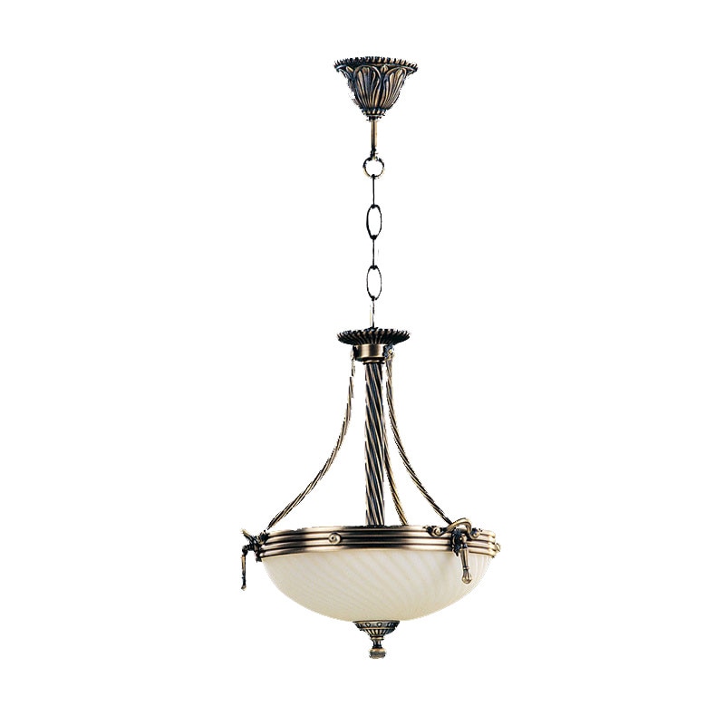 Pendul BUSSY LIGHTING 3035 diam 33cm, E14 3x40W ,alama,metal finisaj bronz-antiq / sticla ananas