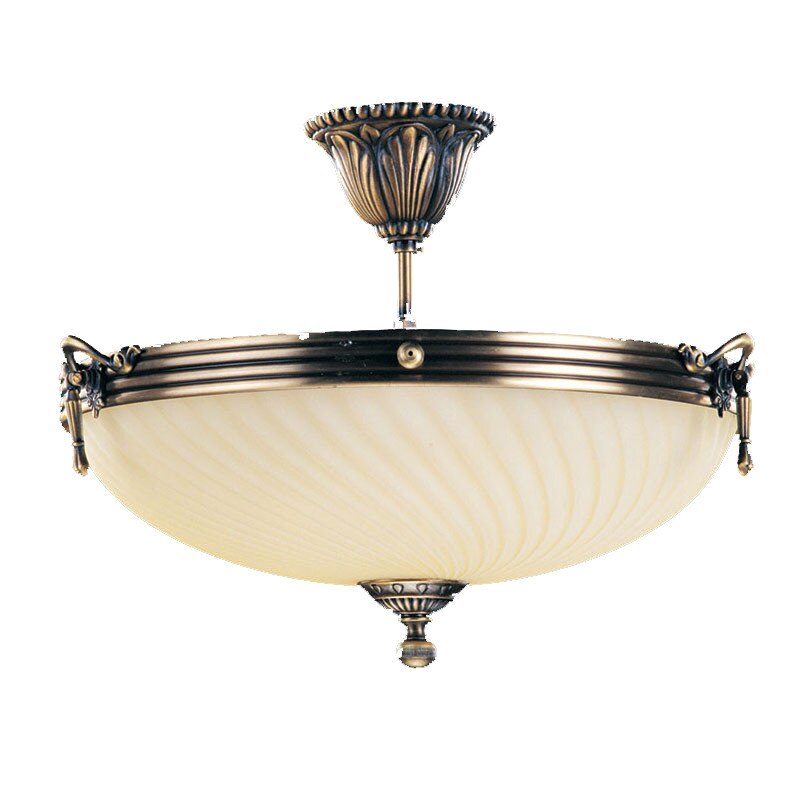 Pendul BUSSY LIGHTING 3035 diam 43cm, E14 3x40W ,alama,metal, finisaj bronz-antiq / sticla ananas