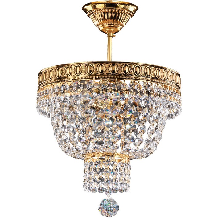 Lustra BUSSY LIGHTING 2805 E27 3x60W, Diam 30cm,metal, finisaj auriu/ cristal