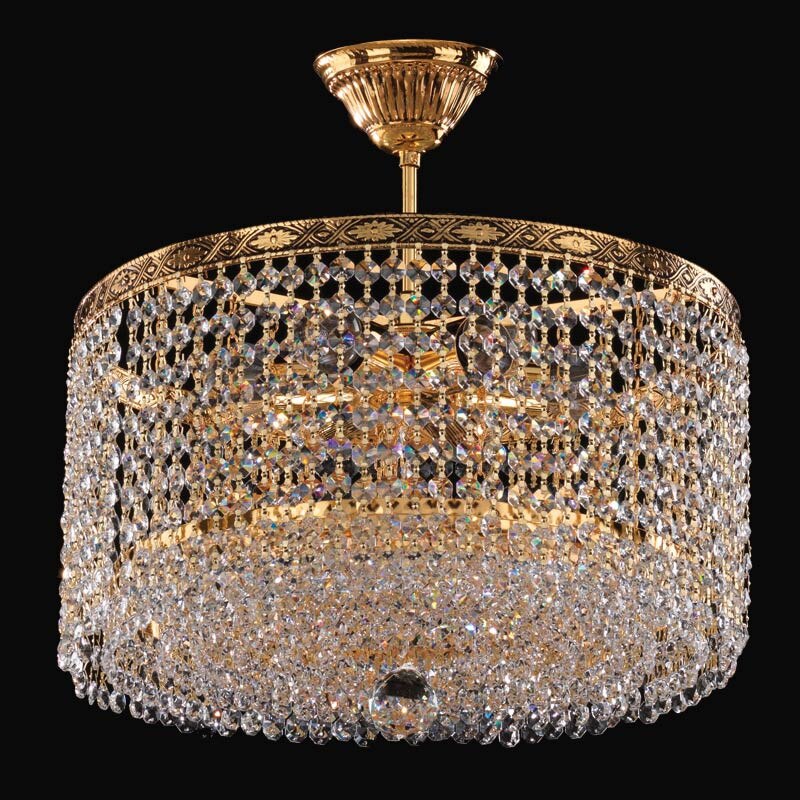 Lustra BUSSY LIGHTING 2819 E27 3x60W, Diam 30cm,metal, finisaj auriu / cristal