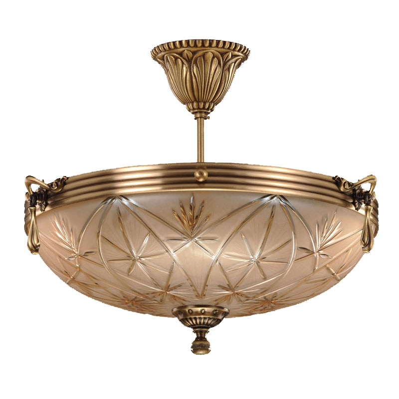 Lustra BUSSY LIGHTING 3034 diam 34cm, E14 3x40W ,alama,metal, finisaj bronz-antiq / sticla-cristal
