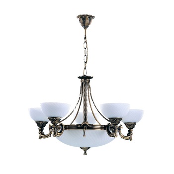 Lustra BUSSY LIGHTING 3035 5 brate ,E27 5x60w+E14 3x40w,alama,metal, finisaj bronz-antiq / sticla alb Lustra BUSSY LIGHTING 3035 5 brate ,E27 5x60w+E14 3x40w,alama,metal, finisaj bronz-antiq / sticla alb