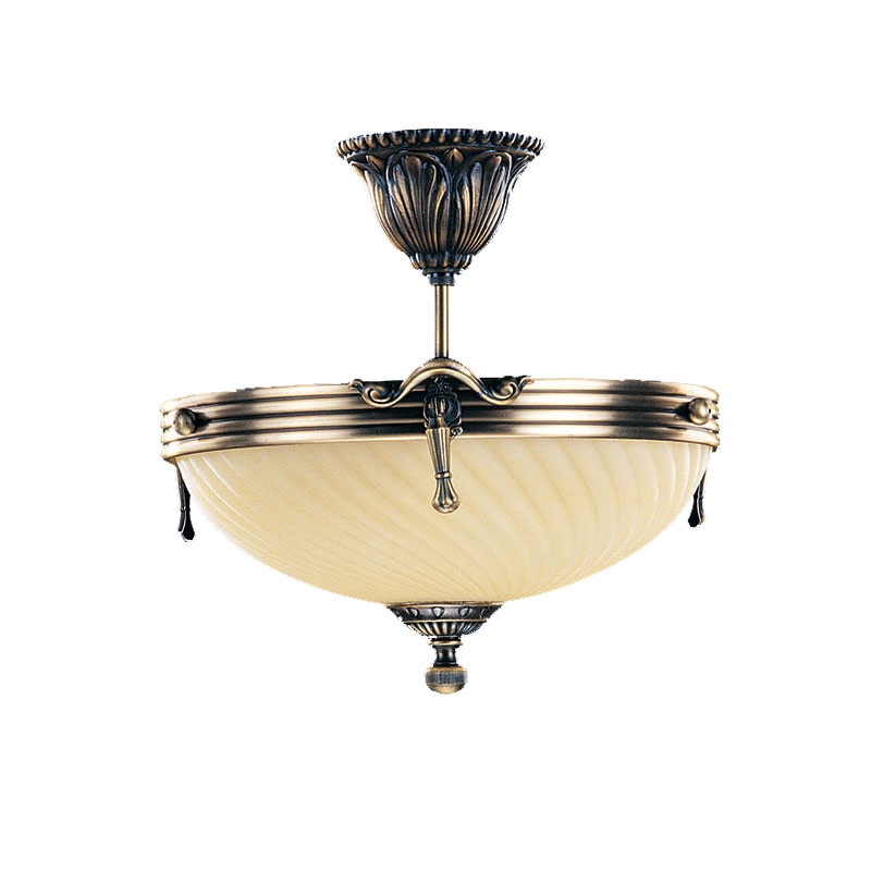 Lustra BUSSY LIGHTING 3035 diam 34cm, E14 3x40W ,alama,metal, finisaj bronz-antiq / sticla ananas