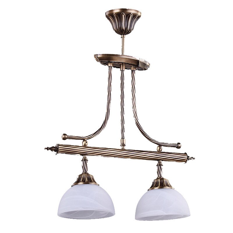 Lustra BUSSY LIGHTING 3079 2 brate ,E27 2x60w,alama,metal, finisaj bronz-antiq / sticla alb