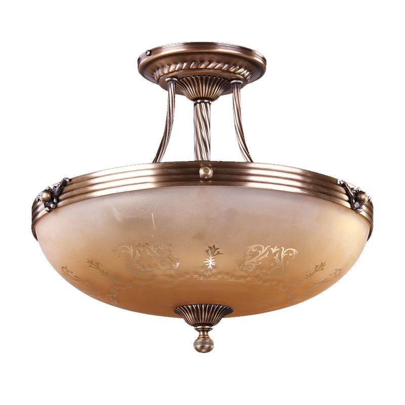 Lustra BUSSY LIGHTING 3088 diam 43cm, E14 3x40W, alama, metal, finisaj bronz-antiq / sticla ananas