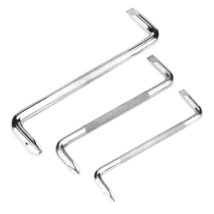 Комплект от 3 отвертки с прав ъгъл, глава Phillips и плоска глава, многоцветни