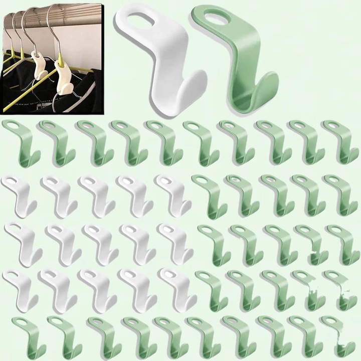 Set 100 Umerase pentru Haine, Conectori pentru Umerase, 4.5x2cm, Multicolor