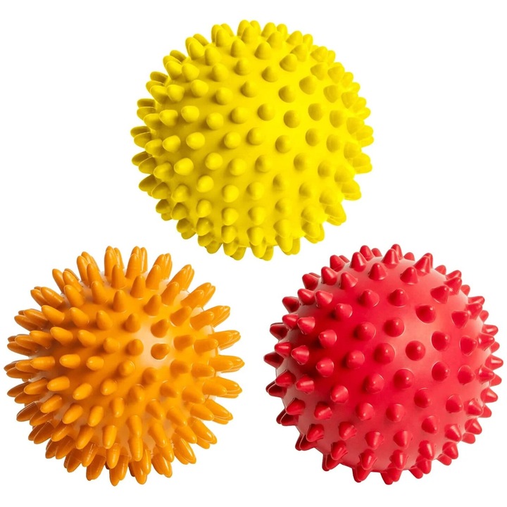 Set de mingi de masaj spicate, 3 niveluri, portabile, 3 inch
