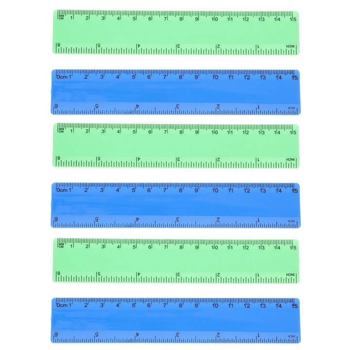 Комплект 20 прозрачни линийки 15см, PVC, произволен цвят
