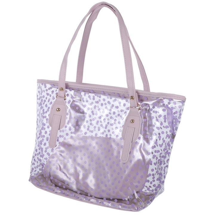 Geanta tote cu fermoar, multicolor, 24x12x20cm, pentru cosmetice si produse zilnice