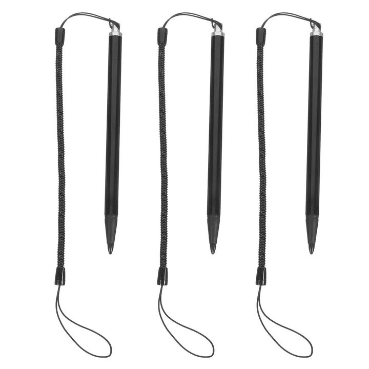 Set 3 stilouri pentru ecran tactil, negru, 12.20x0.70x0.70cm