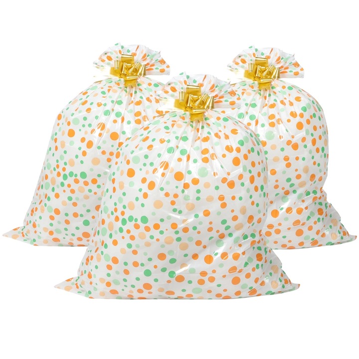 Set 3 pungi mari pentru cadouri, ambalaje cadouri, multicolor, 111.70x93.50cm