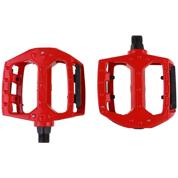 Pedale bicicleta, rosii, 12x10x2.3cm, din aliaj de aluminiu, set de 1 pereche