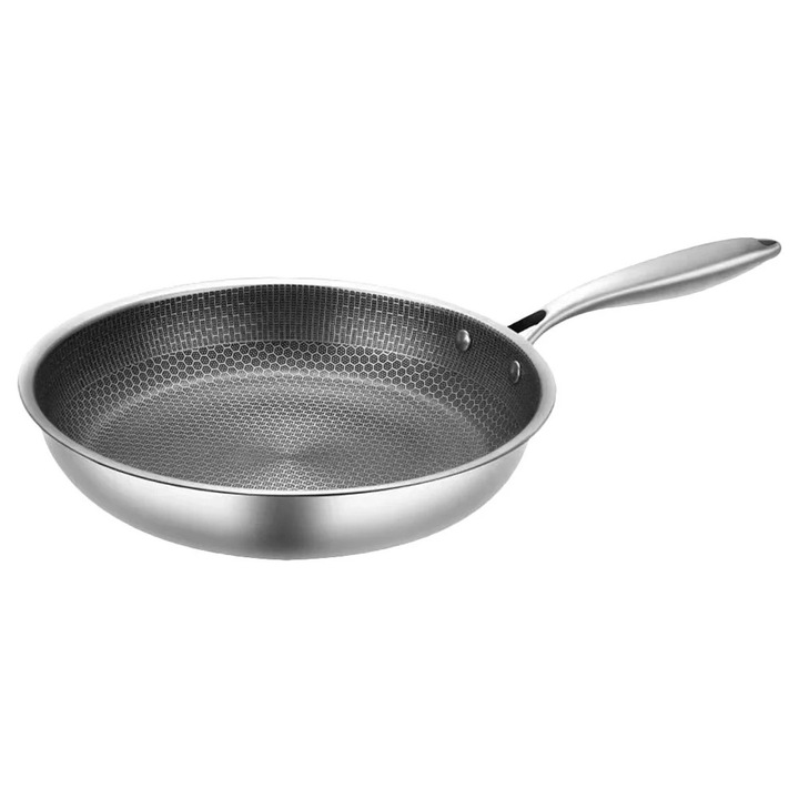 Tigaie non-aderenta, inox, argintiu, 42 x 24 x 4.5 cm