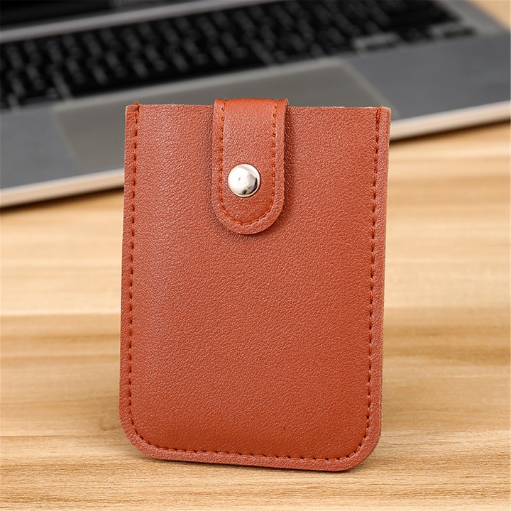 Портфейл за карти, Bloomy Charm, капацитет 6 карти, естествена кожа, кафяв, Един размер