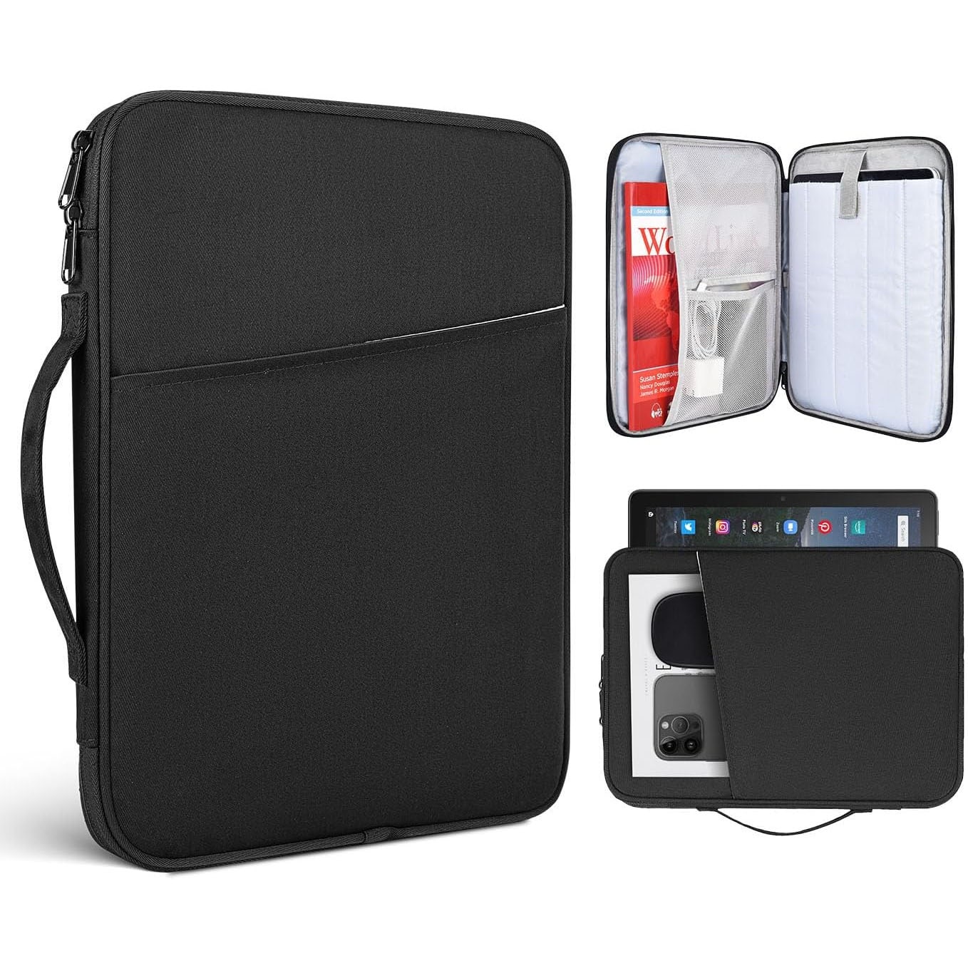 Husa de protectie geanta de transport, pentru tableta 10.8-11, compatibila Apple iPad 10.2/10.5/10.9, Apple iPad Pro 11, Anti-coliziune-zgaria, Poate stoca telefoane mobile, cabluri de date, 30 x 23 x 3cm, Negru
