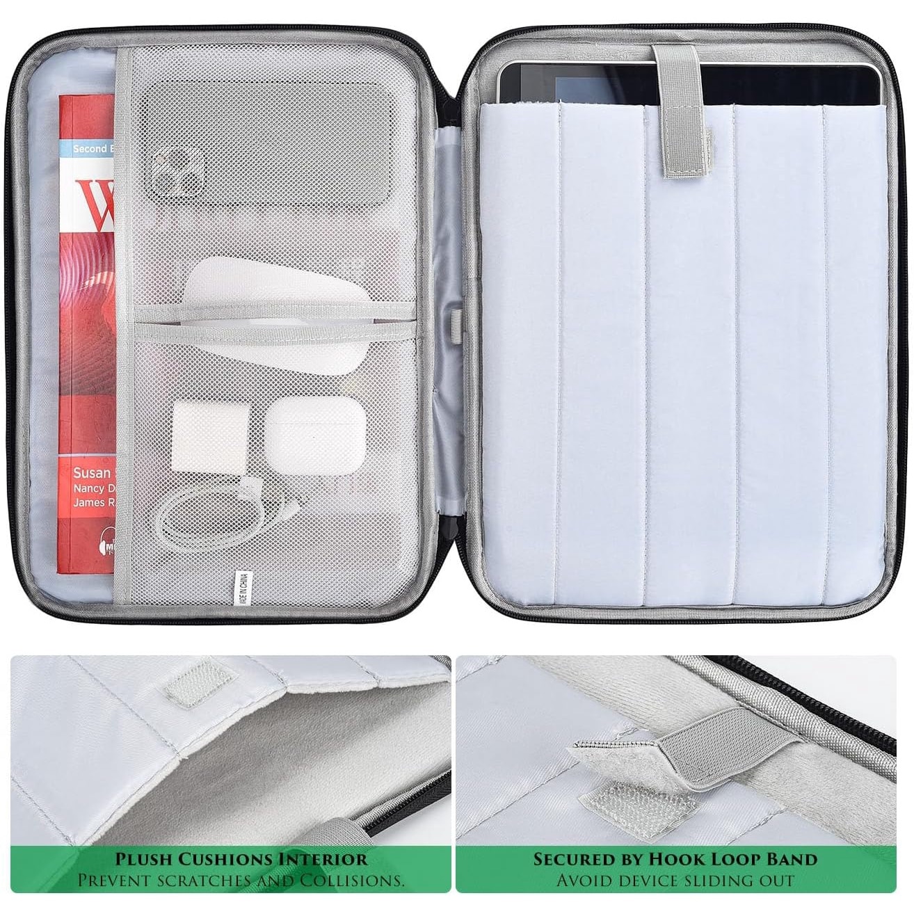 Husa de protectie geanta de transport, pentru tableta 10.8-11, compatibila Apple iPad 10.2/10.5/10.9, Apple iPad Pro 11, Anti-coliziune-zgaria, Poate stoca telefoane mobile, cabluri de date, 30 x 23 x 3cm, Negru