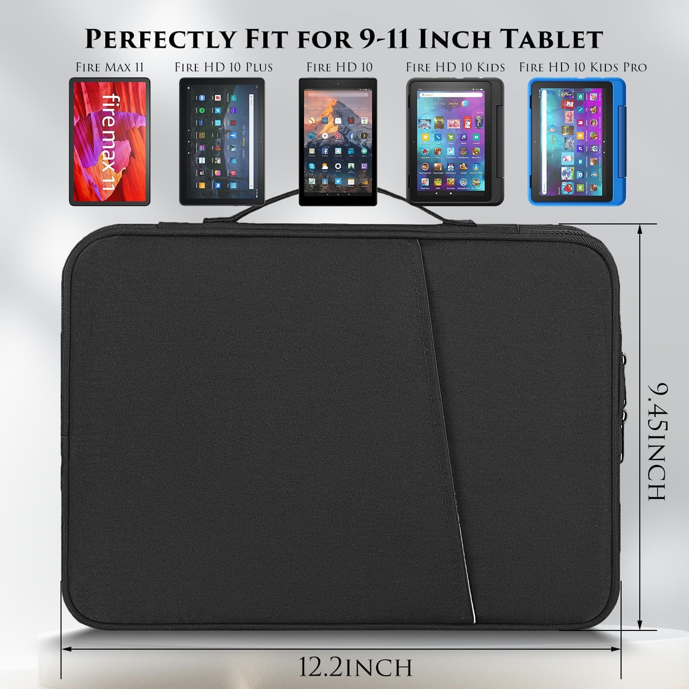 Husa de protectie geanta de transport, pentru tableta 10.8-11, compatibila Apple iPad 10.2/10.5/10.9, Apple iPad Pro 11, Anti-coliziune-zgaria, Poate stoca telefoane mobile, cabluri de date, 30 x 23 x 3cm, Negru